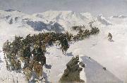 Franz Roubaud Count Argutinsky crossing the Caucasian range oil on canvas